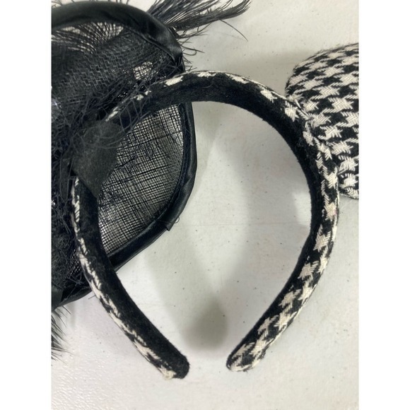 Houndstooth Mickey Ears Black White Disney Parks Stylish Classic Hat Cap DAMAGED - Picture 5 of 10